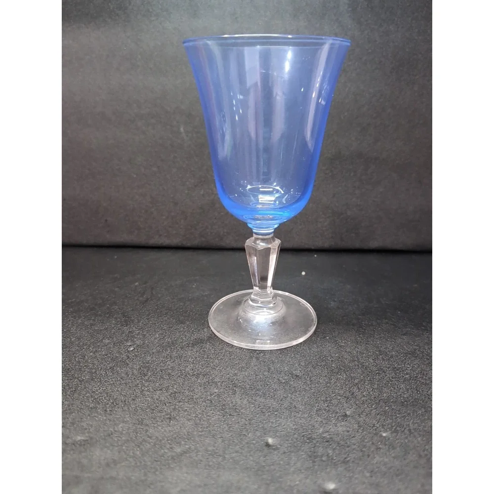 Miller Roganka Alfresco Blue Water Goblet,‎ Lead Crystal Glassware, Hand Blown